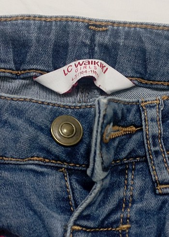 Nakışlı Koyu Mavi Bol Kesim Kız Kot Pantolon - Görsel 2