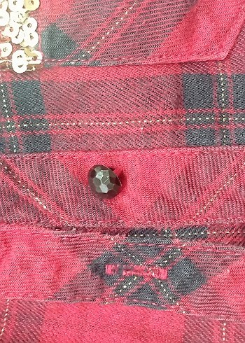 Kız çocuk Bordo Düğmeli Uzun Kollu Gömlek - Görsel 4