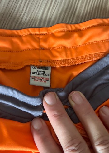 Turuncu Gri Bel Bantlı Spor Şort - Görsel 2