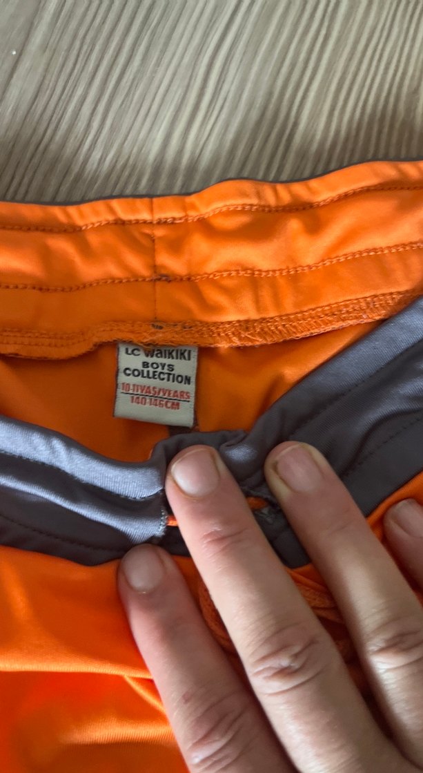 Turuncu Gri Bel Bantlı Spor Şort - Görsel 2