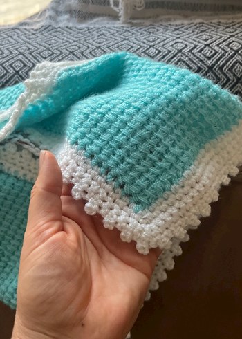 Kız Çocuk Turkuaz Örgü Yelek - Görsel 3