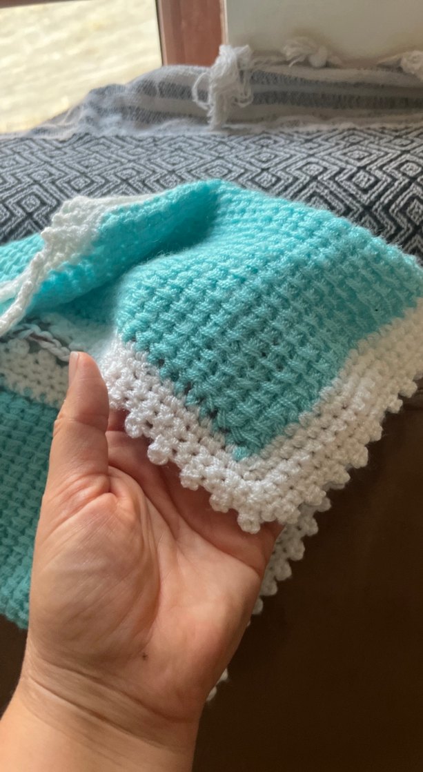 Kız Çocuk Turkuaz Örgü Yelek - Görsel 3