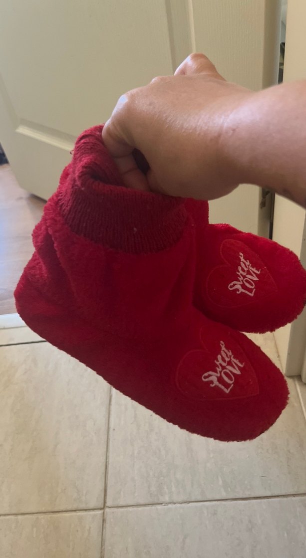 Kızlar için Nakışlı Kırmızı Sıcak Ev Terliği - Görsel 2