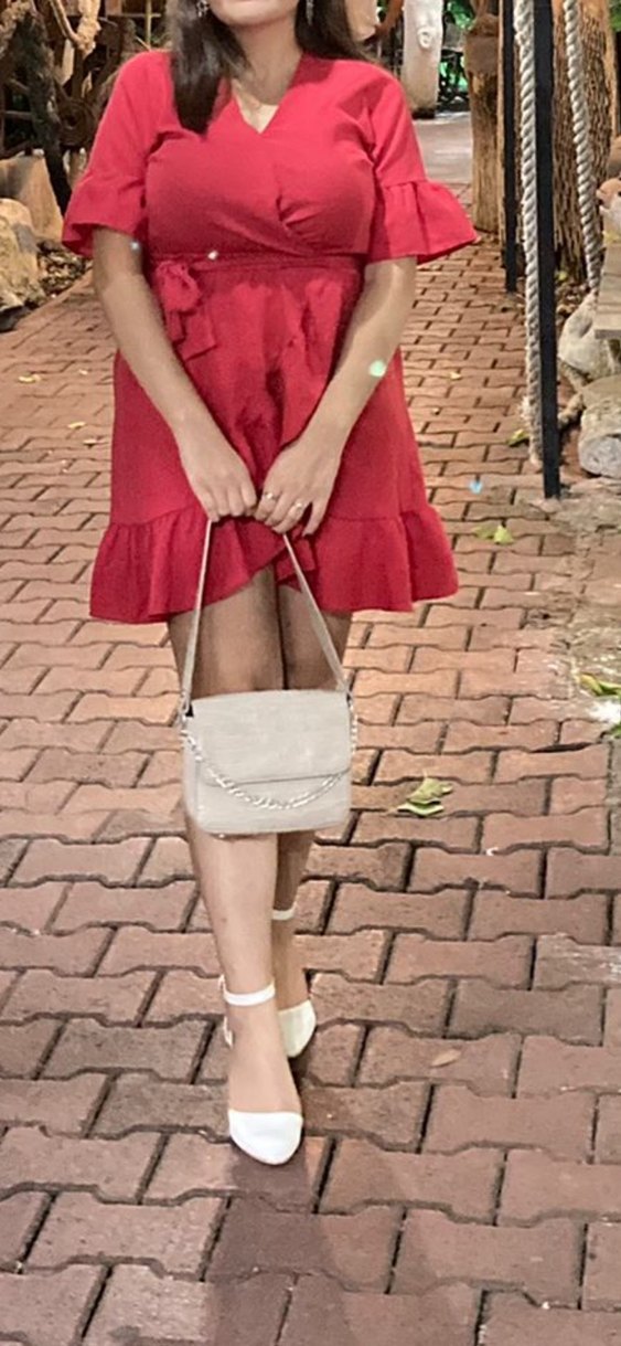 Kısa Kollu Kırmızı Mini Tulum - Görsel 4