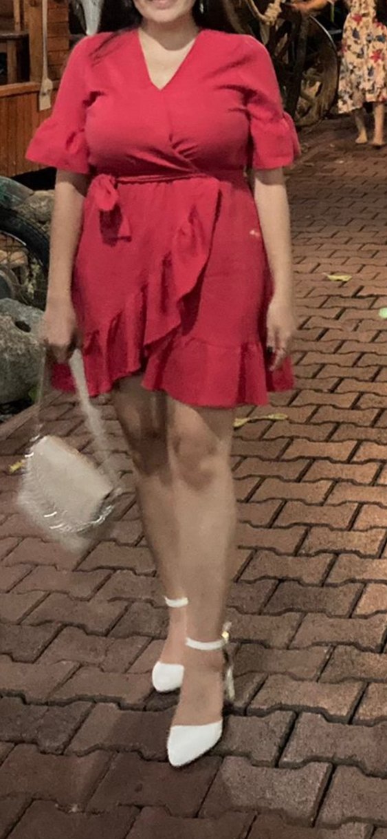 Kısa Kollu Kırmızı Mini Tulum - Görsel 5