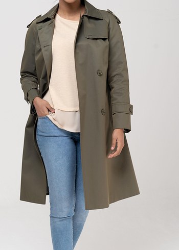 Kemerli Bej Midi Trençkot - Görsel 3