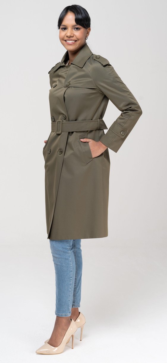 Kemerli Bej Midi Trençkot - Görsel 5