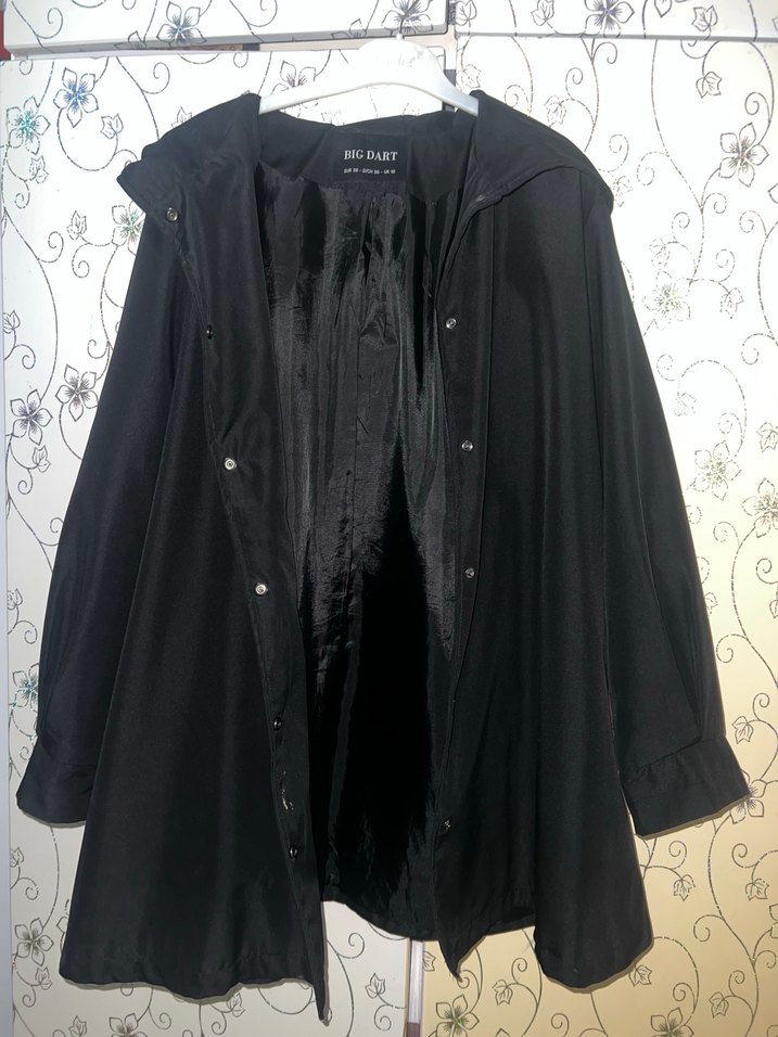 Siyah Düğmeli Midi Kadın Yağmurluk - Görsel 5