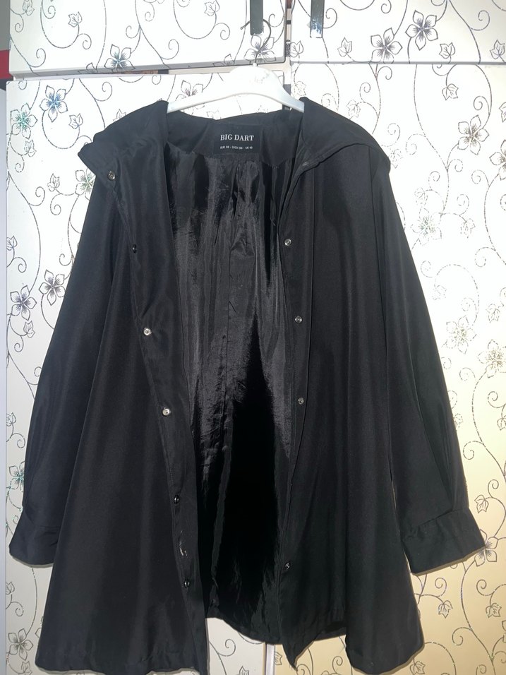 Siyah Düğmeli Midi Kadın Yağmurluk - Görsel 4