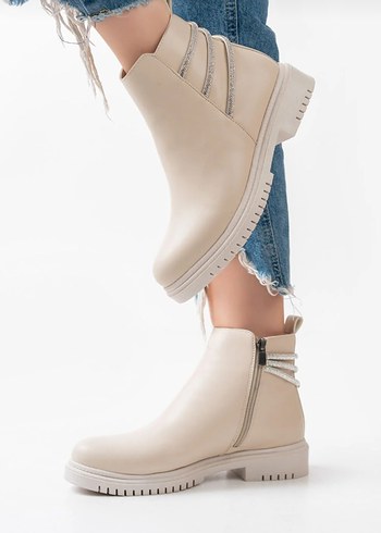 Bej Dolgu Topuklu Kadın Bot - Görsel 2