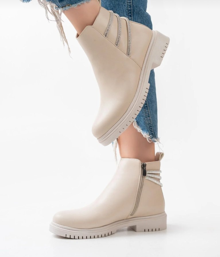 Bej Dolgu Topuklu Kadın Bot - Görsel 2