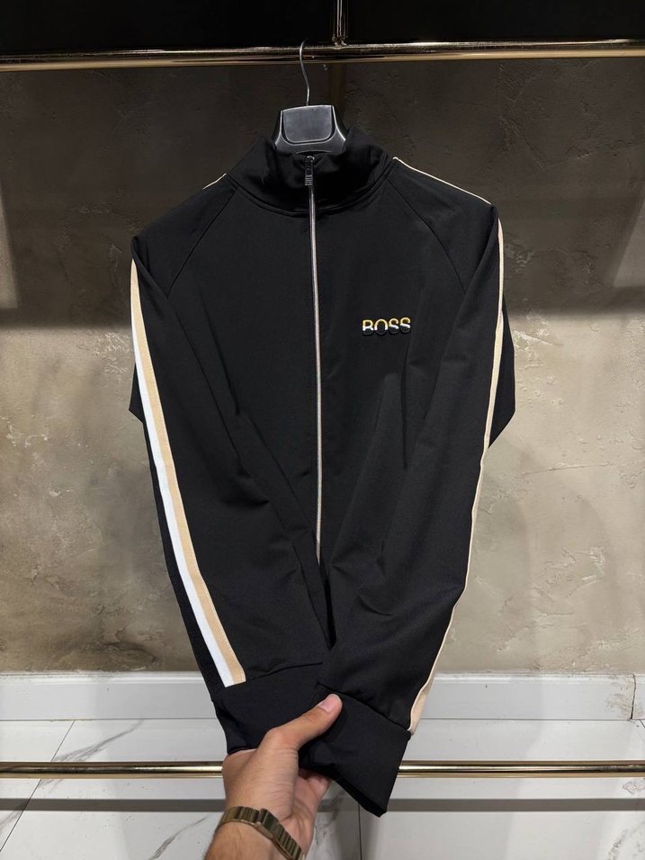 Siyah Nakışlı Fermuarlı erkek Eşofman Takımı - Görsel 3