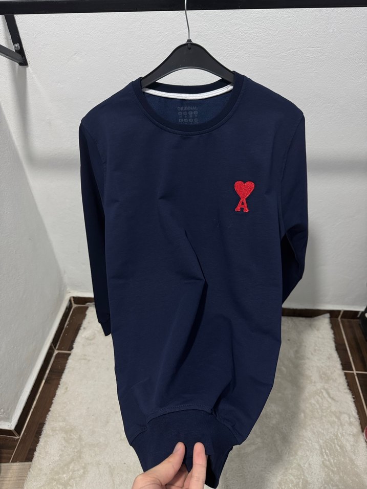 Erkek Lacivert Pamuklu Sweettişört  Nakışlı - Görsel 2