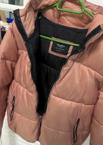 s Beden Fermuarlı Pembe Midi Kadın Kış Ceketi