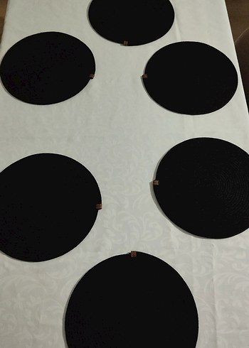 Siyah Bohem Tarzı Yuvarlak Amerikan Servisi 6 adet 34cm - Görsel 3