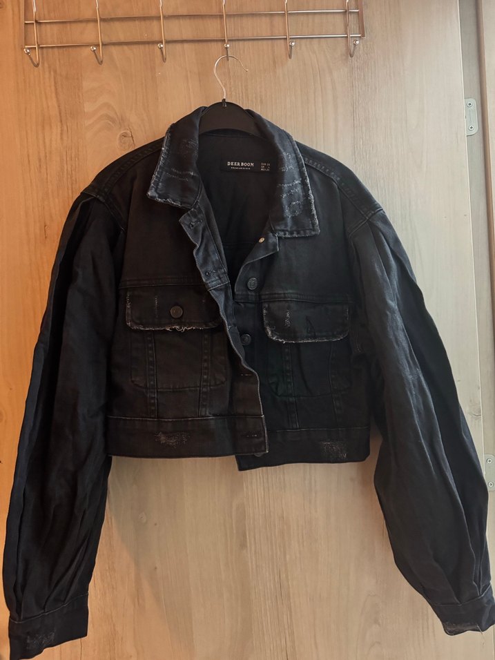 Kadın Siyah Düğmeli Denim Ceket - Görsel 3