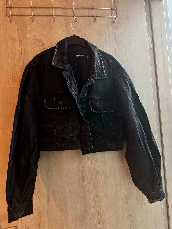 Kadın Siyah Düğmeli Denim Ceket - Görsel 2