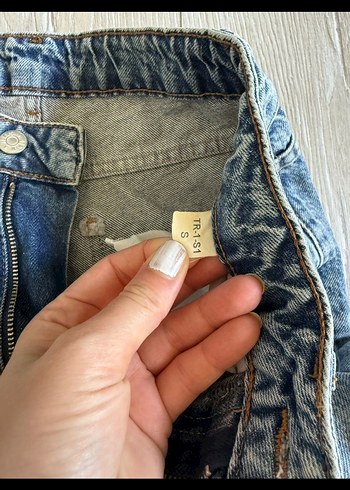 s Beden mavi Renk Gri Bol Kesim Midi Boy Kadın Kot Pantolon