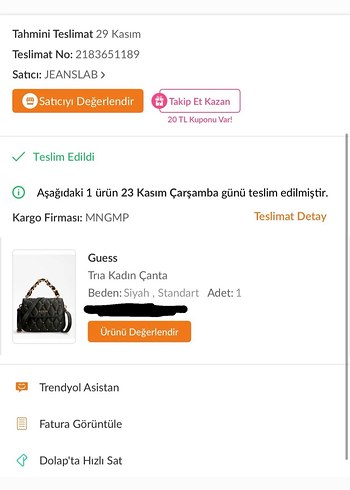 Guess Siyah Deri Kapitone Kadın Çanta - Görsel 5