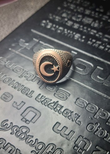 Vintage Siyah Erkek Yüzük Ay Yıldızlı Gümüş - Görsel 7