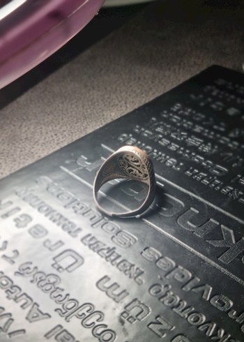 Vintage Siyah Erkek Yüzük Ay Yıldızlı Gümüş - Görsel 5