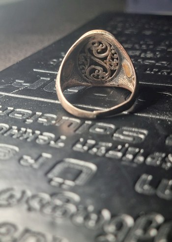 Vintage Siyah Erkek Yüzük Ay Yıldızlı Gümüş - Görsel 6