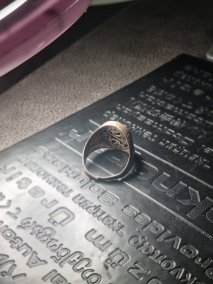 Vintage Siyah Erkek Yüzük Ay Yıldızlı Gümüş - Görsel 5