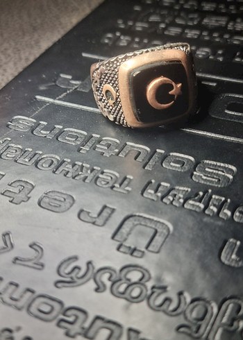 Siyah Vintage Erkek Yüzük Ayyıldız Gümüş - Görsel 3