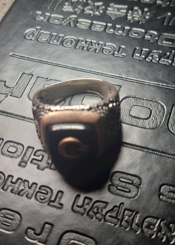 Siyah Vintage Erkek Yüzük Ayyıldız Gümüş - Görsel 5