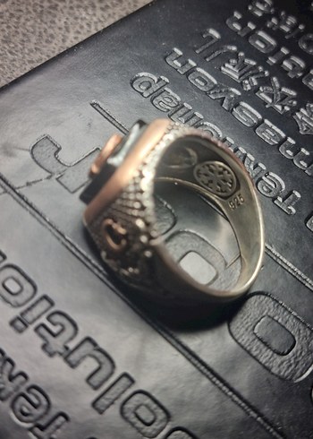 Siyah Vintage Erkek Yüzük Ayyıldız Gümüş - Görsel 8