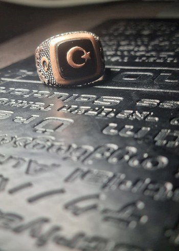 Siyah Vintage Erkek Yüzük Ayyıldız Gümüş - Görsel 2