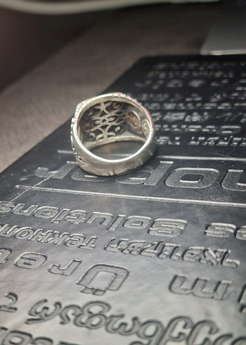 Siyah Vintage Erkek Yüzük Ayyıldız Gümüş - Görsel 12