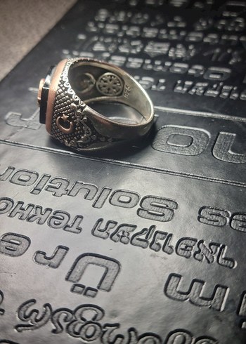 Siyah Vintage Erkek Yüzük Ayyıldız Gümüş - Görsel 6