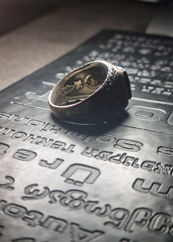 Siyah Vintage Erkek Yüzük Ayyıldız Gümüş - Görsel 7