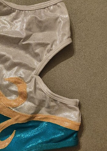 Parlak Turkuaz Fiyonklu Jimnastik Kıyafeti 7 8 yaş - Görsel 4