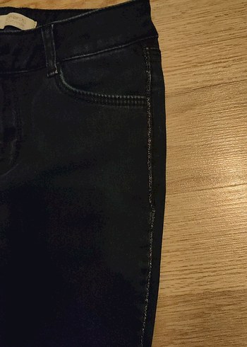 10 11 Yaş Siyah Kız Çocuk Kenarları Simli işli Kot - Görsel 4