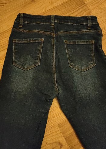 Kız çocuk 10 11 yaş Lacivert İspanyol Paça Denim Jean - Görsel 4