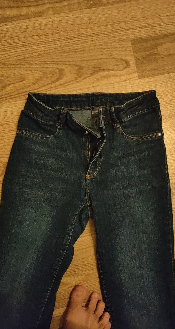 Kız çocuk 10 11 yaş Lacivert İspanyol Paça Denim Jean - Görsel 3