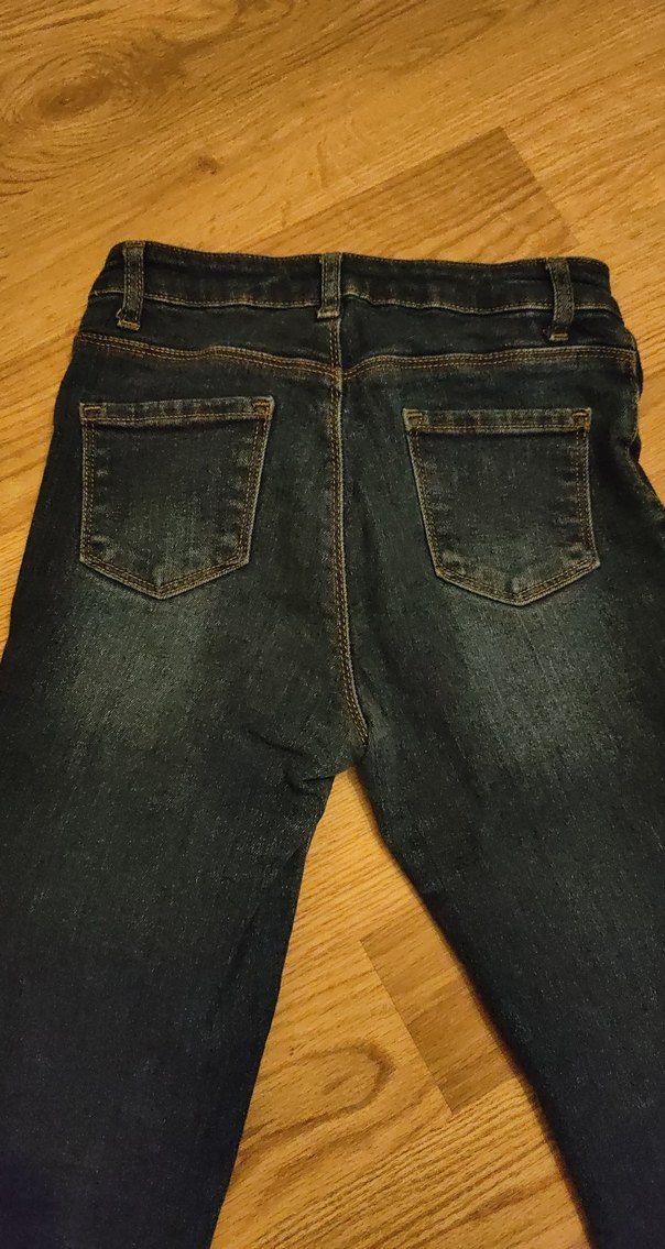 Kız çocuk 10 11 yaş Lacivert İspanyol Paça Denim Jean - Görsel 4