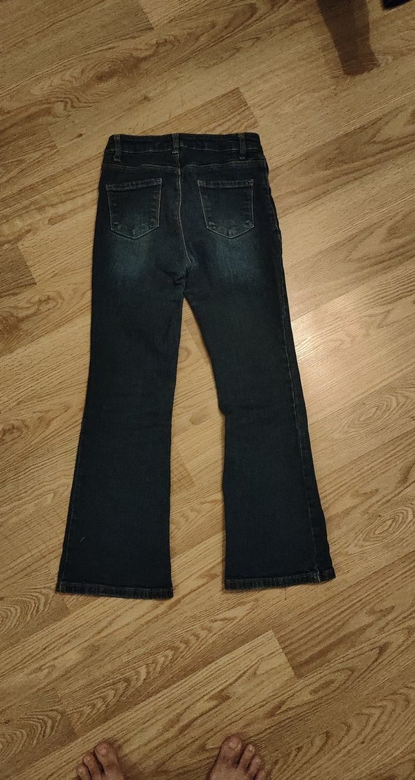 Kız çocuk 10 11 yaş Lacivert İspanyol Paça Denim Jean - Görsel 5