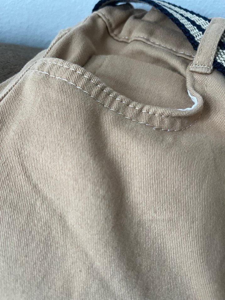 Erkek Çocuk camel renkli Kemerli Pamuk Pantolon - Görsel 3