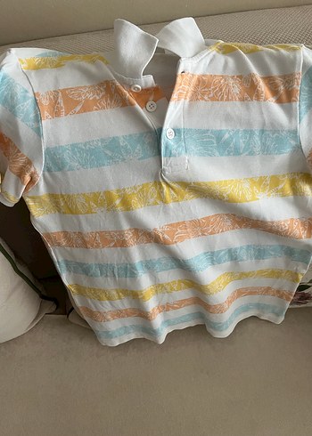 Renkli Çizgili Düğmeli erkek çocuk Tişörtü - Görsel 6