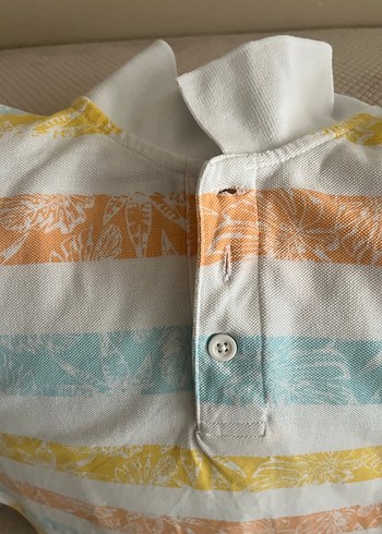 Renkli Çizgili Düğmeli erkek çocuk Tişörtü - Görsel 4