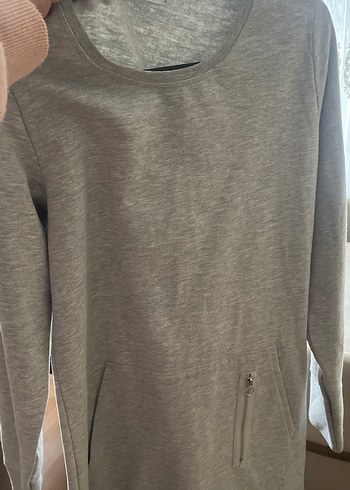 Gri Uzun Kollu Midi Elbise - Görsel 7