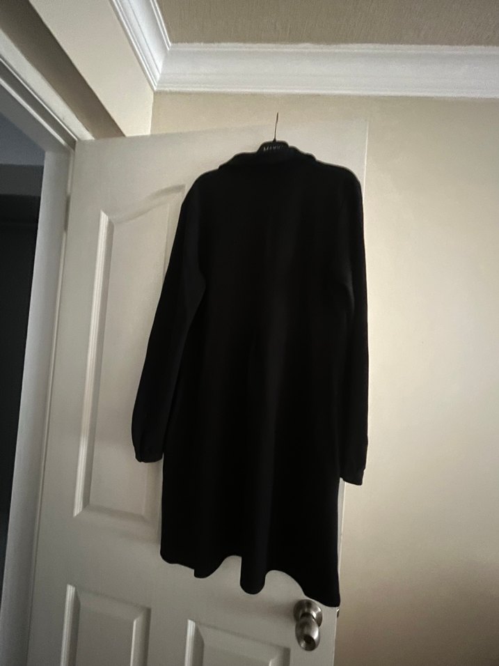 Siyah Uzun Kollu midi boy ofis elbise - Görsel 2