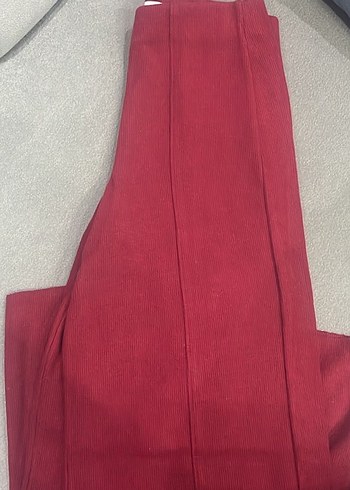 Kırmızı Pilili Kadın Kumaş Pantolon - Görsel 5