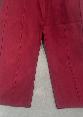 Kırmızı Pilili Kadın Kumaş Pantolon - Görsel 2