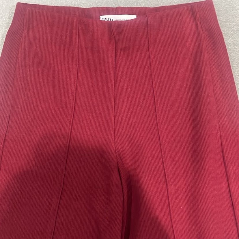 Kırmızı Pilili Kadın Kumaş Pantolon - Görsel 4