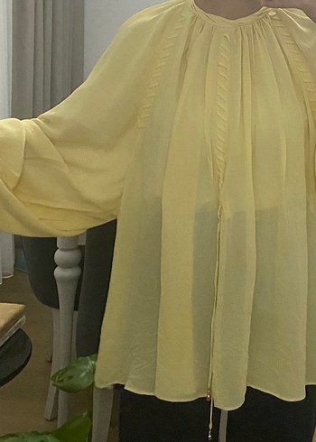 Sarı Uzun Kollu Salaş Kadın Bluz - Görsel 4