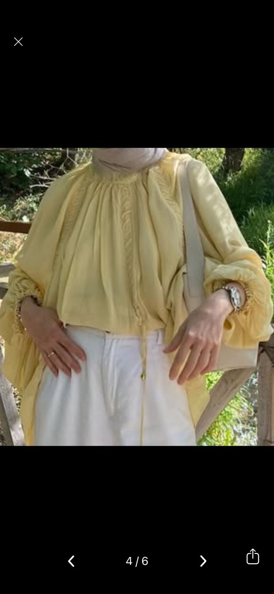 Sarı Uzun Kollu Salaş Kadın Bluz - Görsel 2